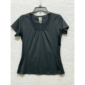The North Face Womens Large‎ L/G Black Striped Short Sleeve Active T Shirt